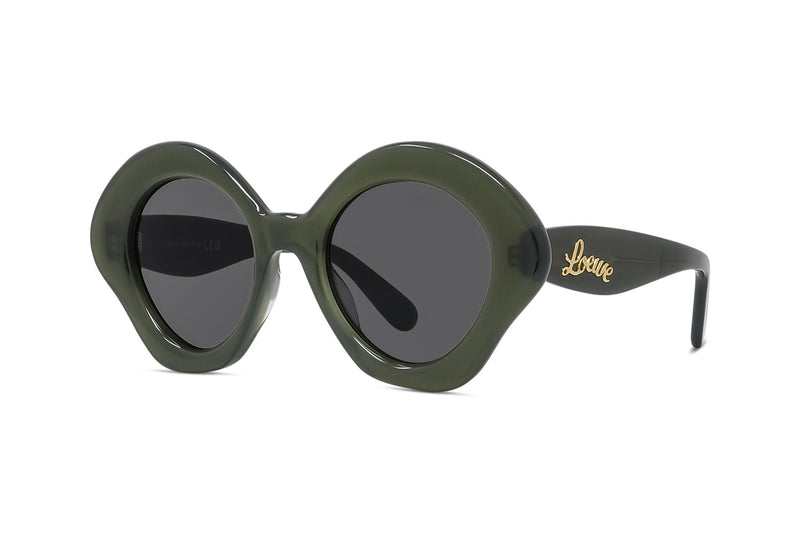 Curvy Green Geometric Sunglasses