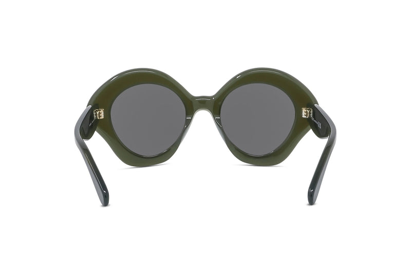 Curvy Green Geometric Sunglasses