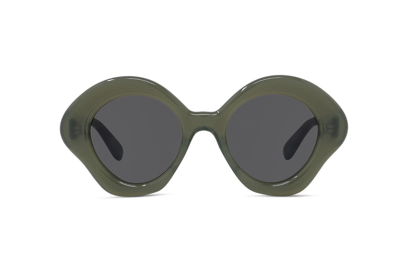 Curvy Green Geometric Sunglasses