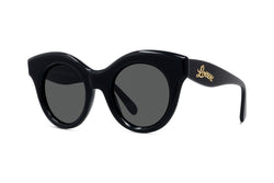 Curvy Black Round Sunglasses