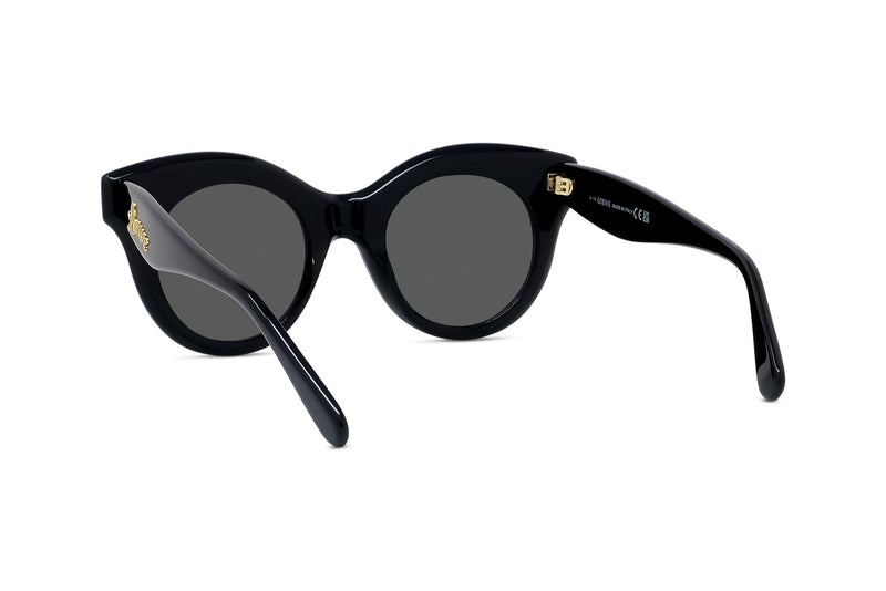 Curvy Black Round Sunglasses