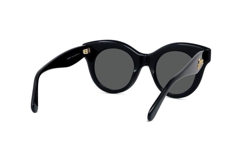 Curvy Black Round Sunglasses