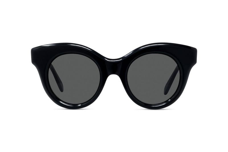 Curvy Black Round Sunglasses