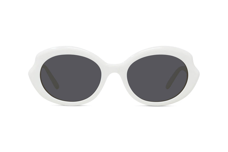Slim White Geometric Sunglasses