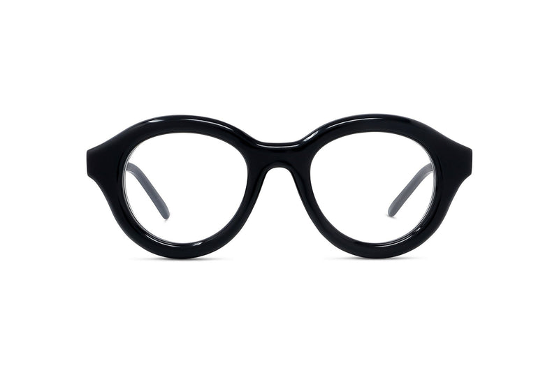 Curvy Black Round Eyeglasses