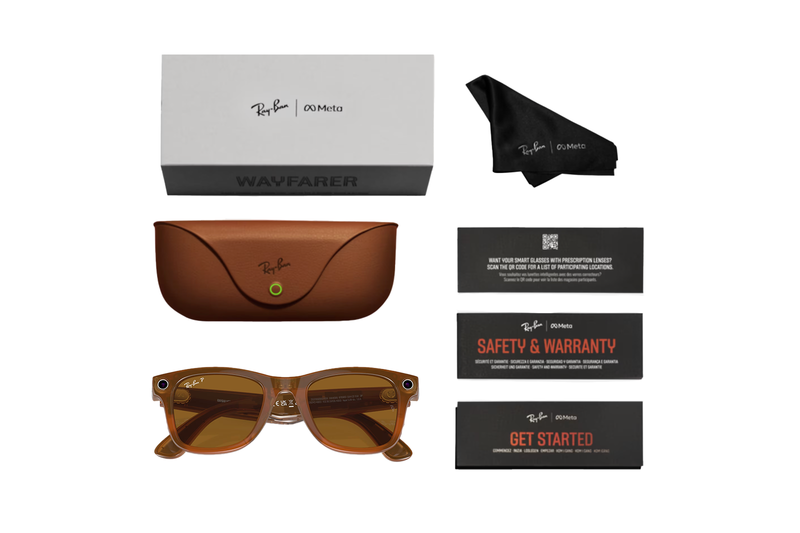 Ray Ban Meta Wayfarer Shiny Caramel Brown Polarized Good See Co