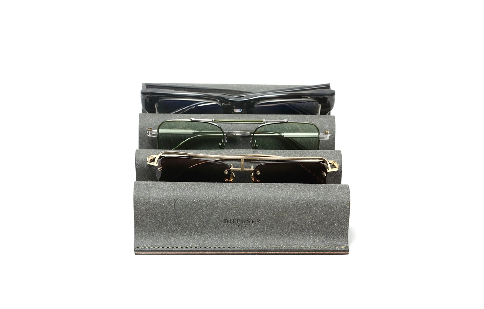 Diffuser Tokyo - Bonded Leather Eyewear Stand - Black (3 Frame