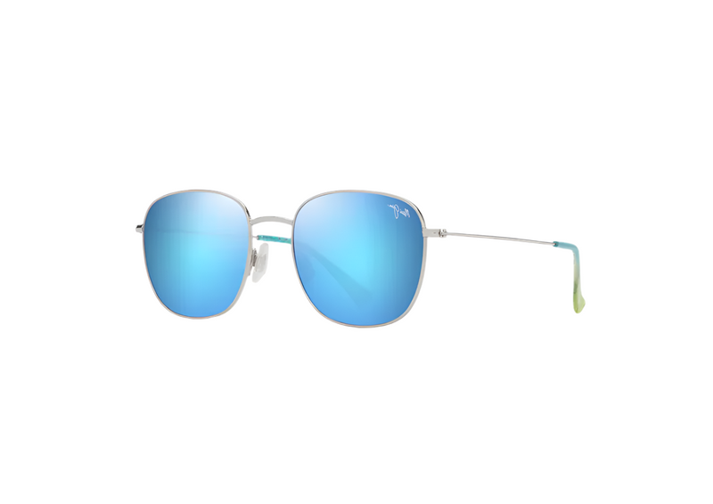 Maui Jim - ‘Ōlali Asian Fit (Shiny Silver with Blue & Green | Blue Hawaii)