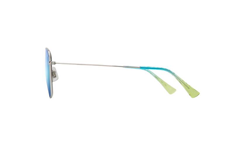 Maui Jim - ‘Ōlali Asian Fit (Shiny Silver with Blue & Green | Blue Hawaii)