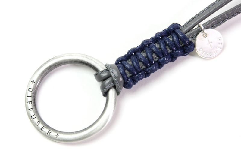 Diffuser Tokyo - Bi-Colors Leather Glass Holder - Gray & Navy