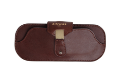Diffuser Tokyo - Oil Leather Smart Eyewear Case - Dark Brown & Red