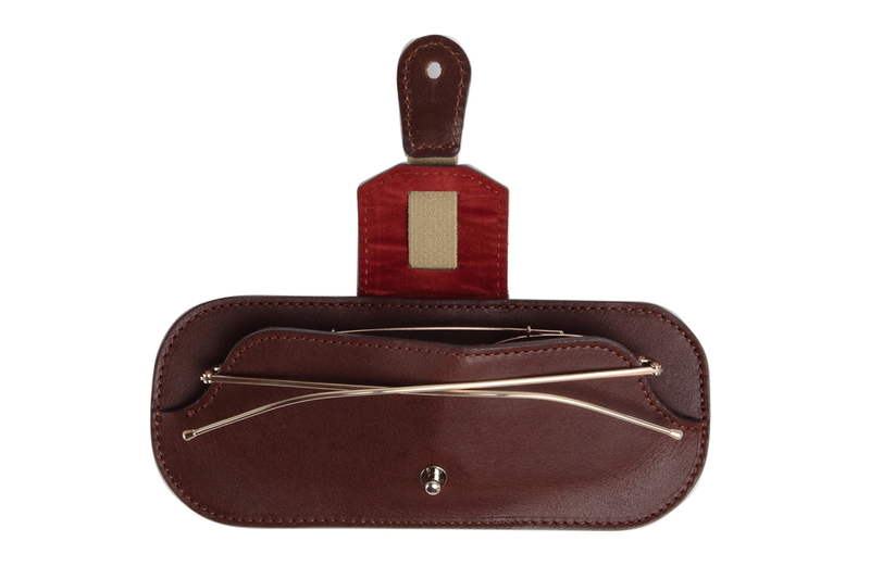 Diffuser Tokyo - Oil Leather Smart Eyewear Case - Dark Brown & Red