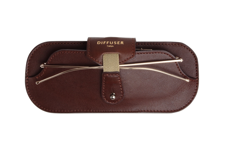 Diffuser Tokyo - Oil Leather Smart Eyewear Case - Dark Brown & Red