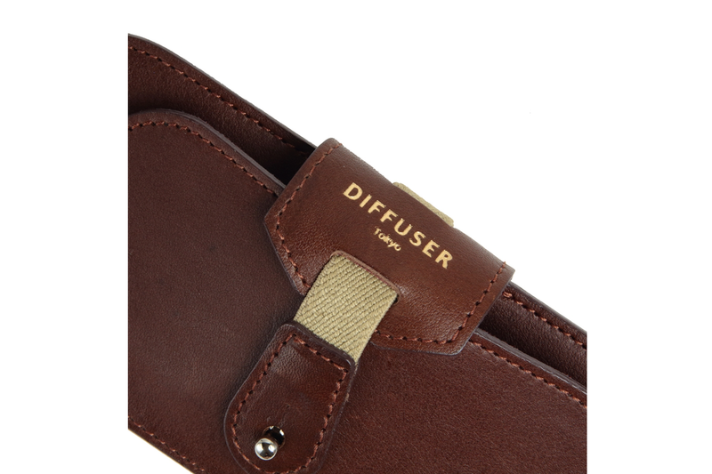 Diffuser Tokyo - Oil Leather Smart Eyewear Case - Dark Brown & Red