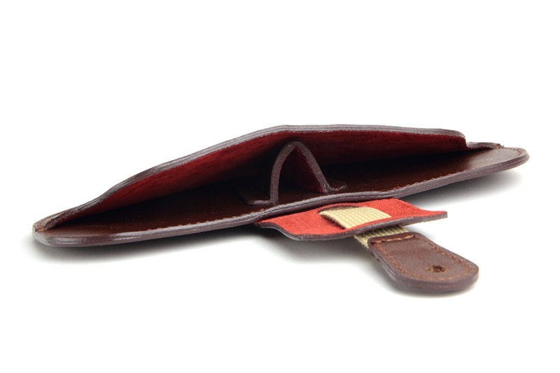 Diffuser Tokyo - Oil Leather Smart Eyewear Case - Dark Brown & Red