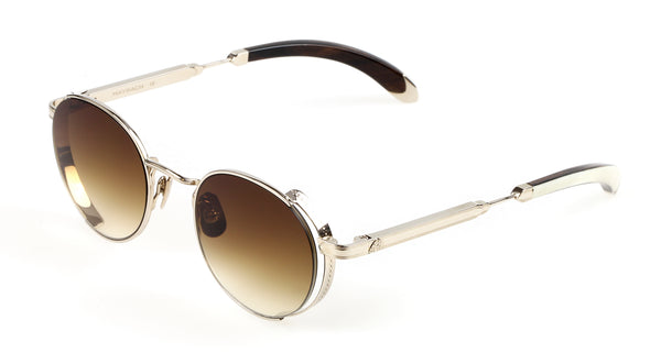 Maybach Eyewear - The Boulevard I (18k Champagne Gold | White Burr/Ebony | Light Bronze Gradient)