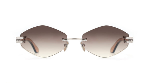 Maybach Eyewear - The Idol I (Palladium Plated | Aruba Blue Madrone/Ebony/Karelian Birch | Chocolate Brown Gradient)