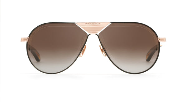 Maybach Eyewear - The Lineart I (18k Solid Rose Gold | Black/Ebony Velvet | Chocolate Brown/Grey)