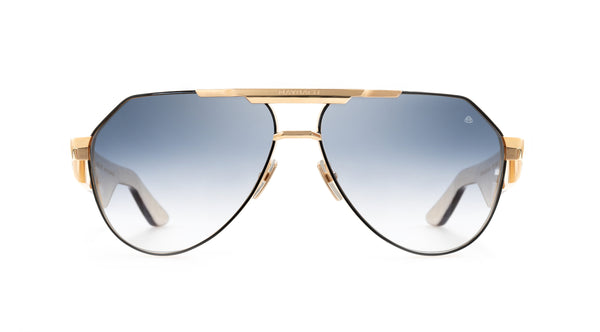 Maybach Eyewear - The King III (Mellow Gold Plated/Black Lacquer | Deepsea Blue Walnut Burr/Walnut/White Burr)