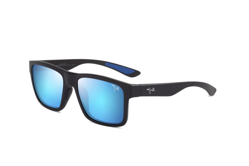 サングラス Maui Jim Mauijim - THE FLATS - blue hawaii the flats nav Maui Jim - The Flats (Matte Black/Blue) – Good See Co.