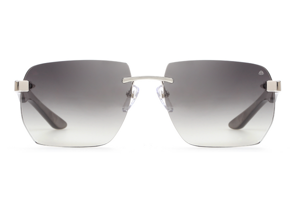 Maybach Eyewear - The Artist Sun I (Platinum Plated | Walnut Burr Anthracite/Silver outline/Ebony/Grey Vavona | Blue Grey Gradient)
