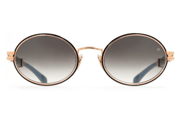 Maybach Eyewear - The Producer I (18k Solid Rose Gold/Black Lacquer | Black Marbled/Blue Ocean | Blue/Grey Gradient)