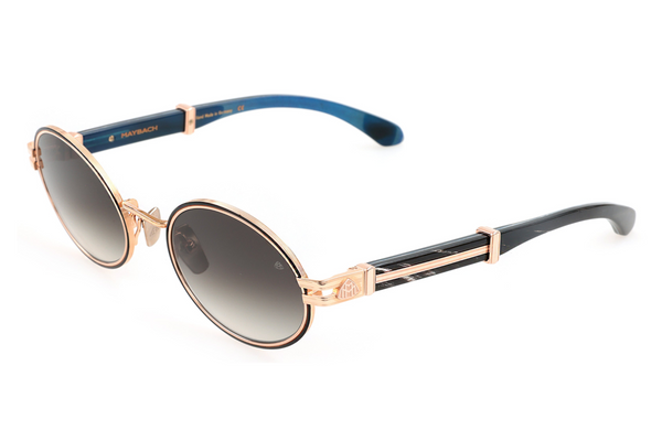 Maybach Eyewear - The Producer I (18k Solid Rose Gold/Black Lacquer | Black Marbled/Blue Ocean | Blue/Grey Gradient)
