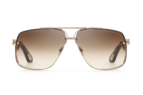 Maybach Eyewear - The King II (18k Champagne Gold Plated | White Burr/Ebony | Umber Brown Gradient)