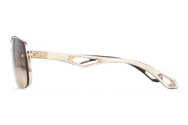 Maybach Eyewear - The King II (18k Champagne Gold Plated | White Burr/Ebony | Umber Brown Gradient)