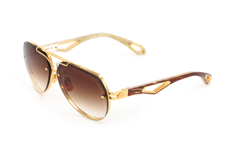Maybach Eyewear - The King I (Gold/Marbled Caramel Coffee Cream | Light Bronze)