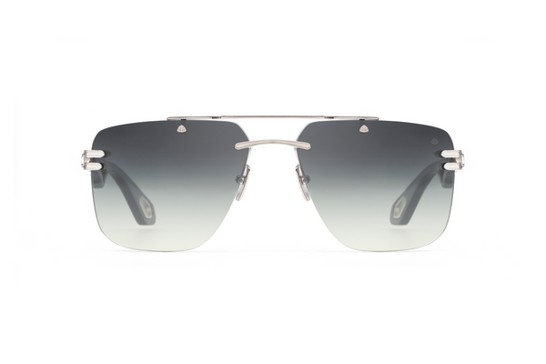Maybach Eyewear - The President I (Platinum/Walnut Burr Anthracite/Ebony/Indigo Blue BEM | Blue/Grey)