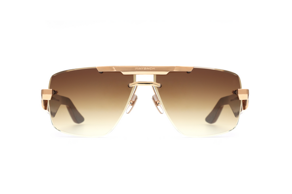 Maybach Eyewear - The President II (22k Mellow Gold Plated | Aruba Blue Madrone/Maple/Walnut Burr | Light Bronze Gradient)