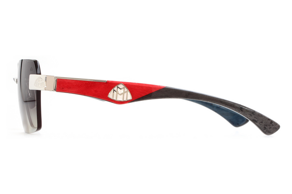 Maybach Eyewear - The Magic I (Palladium/Mother-of-Pearl/Red Walnut Burr/Anthracite/Indigo Blue | Blue/Grey)