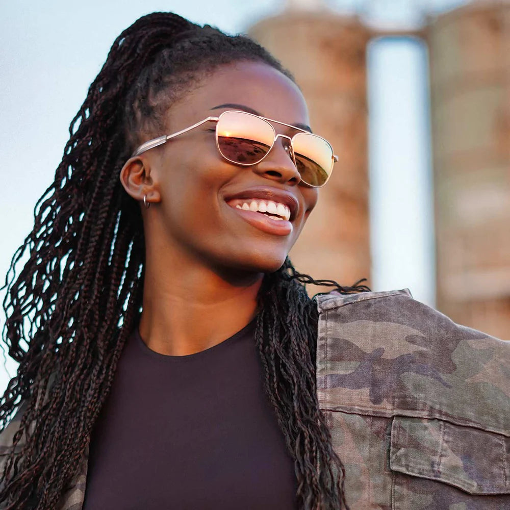 Rose gold mirrored aviator top sunglasses