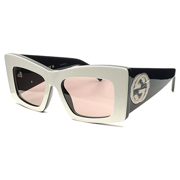 GUCCI コットンレザーコンビネーションジャケット アイボリー 44 Gucci - GG1842S (White/Black) – Good See Co.