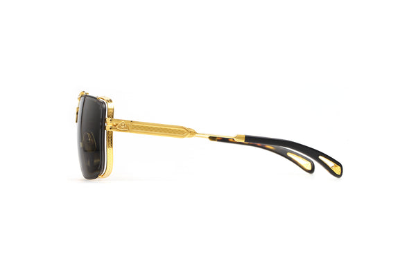 Maybach Eyewear - The Dawn I (24k Gold Plated | Black Satin/Tortoise/Velvet | Dark Grey)