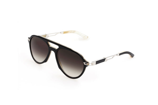 Maybach Eyewear - The Independence I (Palladium Plated/Black/White Chocolate | Blue/Grey Gradient)