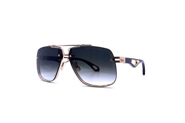 Maybach Eyewear - The King II (18k Solid Rose Gold | Black Piano/Walnut Burr | Blue/Grey Gradient)
