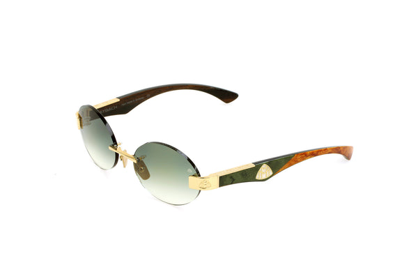 Maybach Eyewear - The Magic II (22k Mellow Gold Plated | Forrest Green BEM/MOP/Karelian Birch Burr/Ebony | Green Gradient)