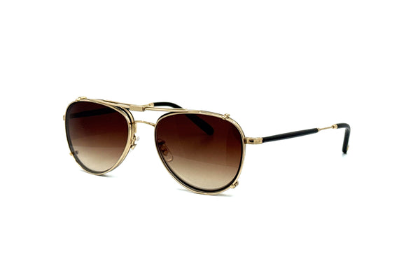 Garrett Leight - LINNIE (Matte Black-Gold) + Sun Clip (Gold | Brown Gradient)