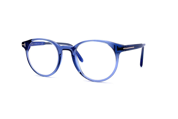 Tom Ford - Blue Block Round Shape Opticals TF5695-B (Shiny Blue Crystal)