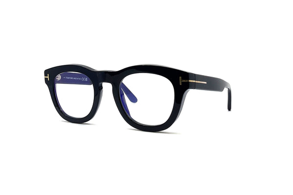 Tom Ford - Blue Block Soft Round Opticals TF5873-B (Shiny Black)