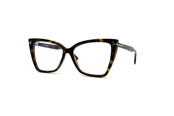 Tom Ford - Blue Block Square Cat Eye Opticals TF5844-B (Dark Havana)