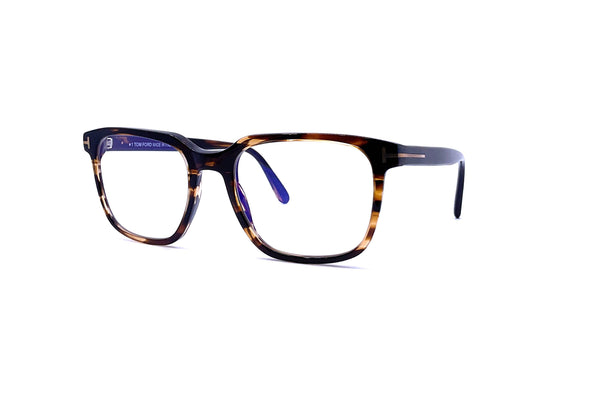 Tom Ford - Blue Block Square Opticals TF5818-B (Striped Havana)