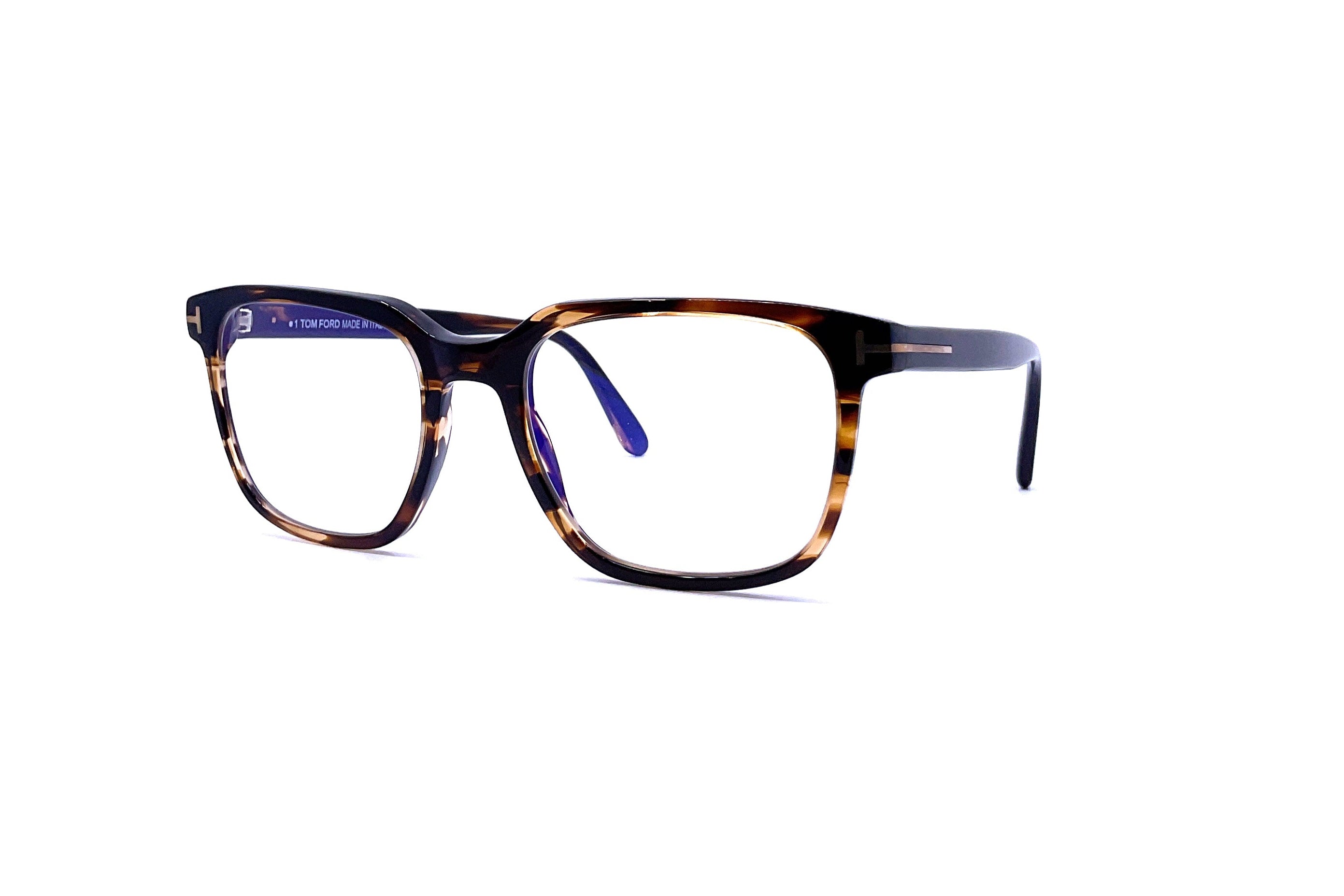 Tom Ford - Blue Block Square Opticals TF5818-B (Striped Havana