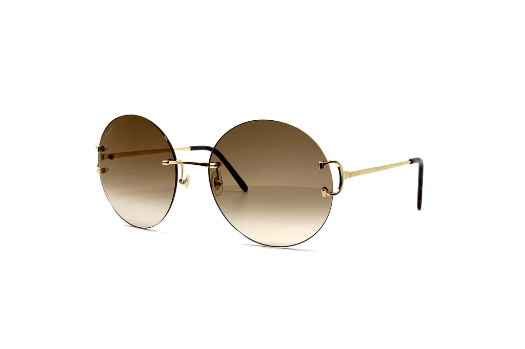 Cartier Sunglasses CT0036RS-001 C Decor Rimless Gold Frame Gradient Brown Lenses CARTIER C Decor Gold With BRN Lens 58MM Women main image 3