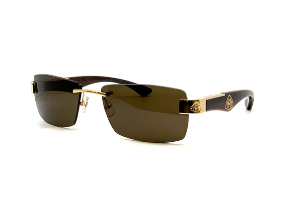 Maybach Eyewear - The Character II (22k Mellow Gold Plated | Ebony/Walnut Burr | Chocolate Brown)