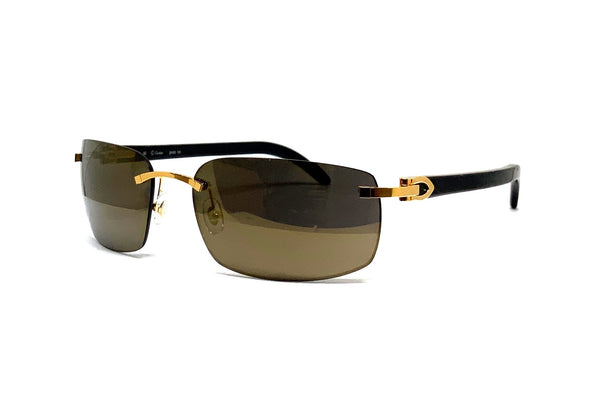 Cartier - C Décor - CT0046S 003 (G) Black Buffalo Horn (Brown Gold Mirror Lens)