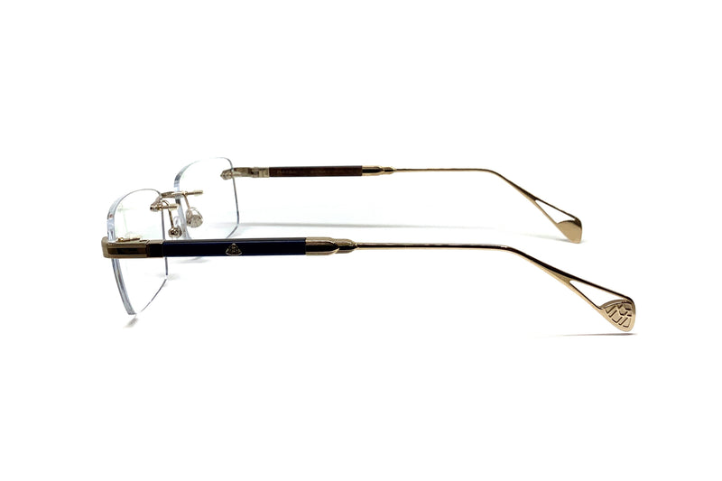 Maybach Eyewear - The Editor I (Champagne Gold/Deepsea Blue/Walnut Burr)